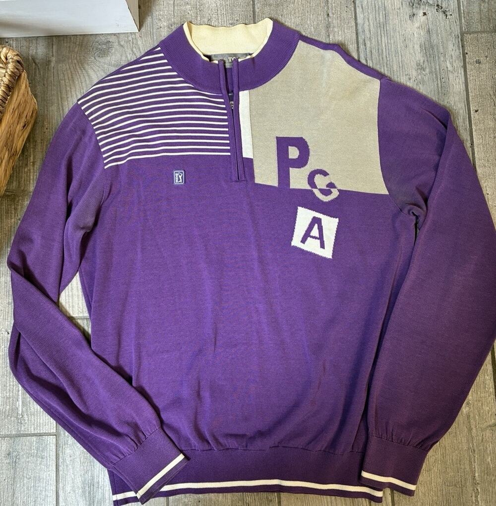 Vintage 1995 PGA Tour Golf 1/4 Zip Women’s Medium Purple Color Block